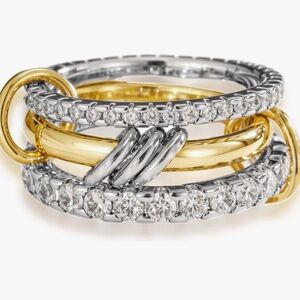 18kt Gold and Silver stacked Interlocking Ring luxury jewelry